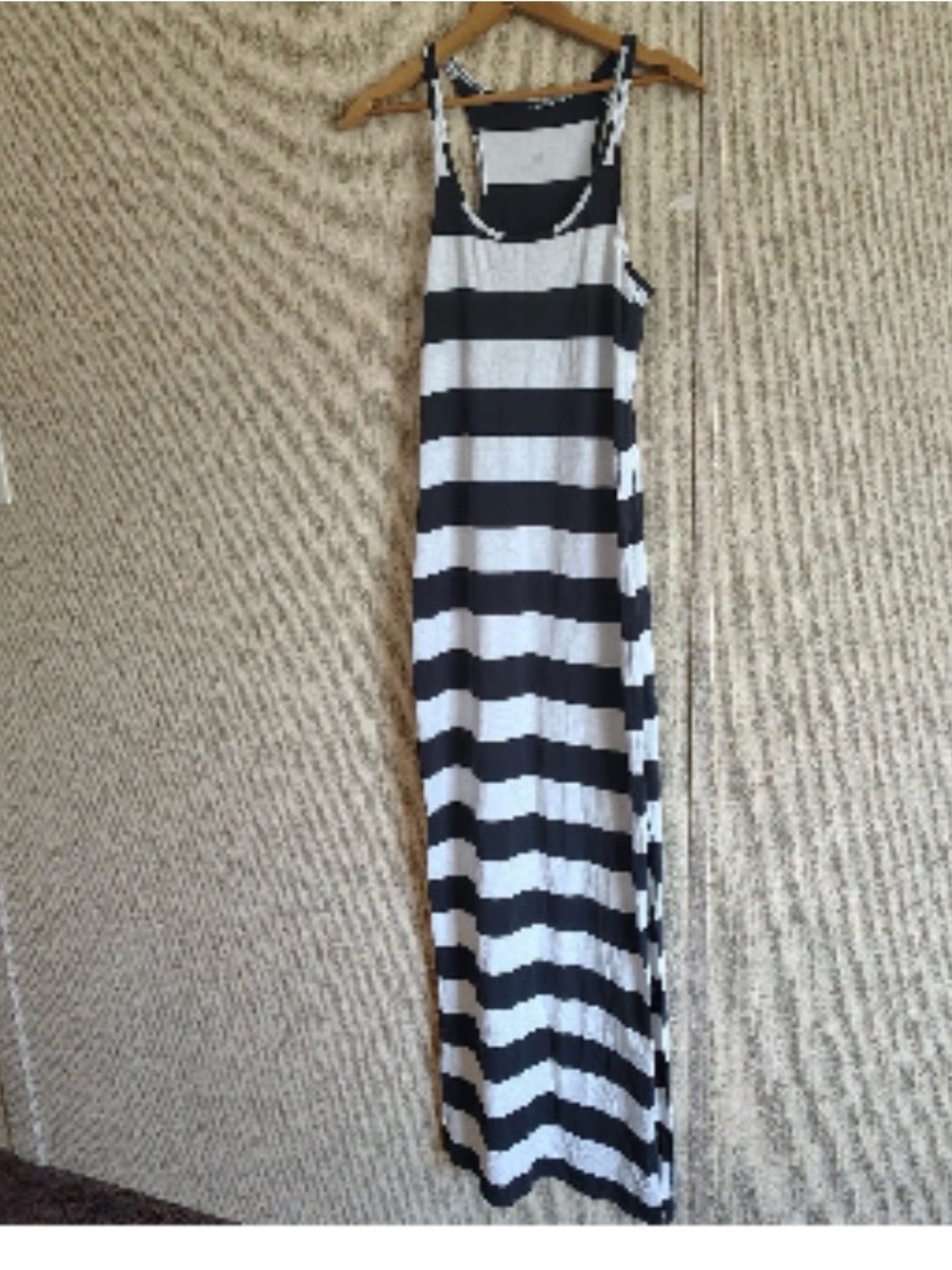 lululemon athletica Black and White Striped Tank Maxi Dress